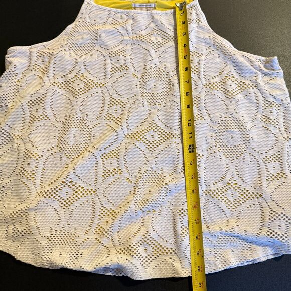 Anthropologie Crochet Lace Tank Top – White/Yellow – Size XL - Picture 3 of 5